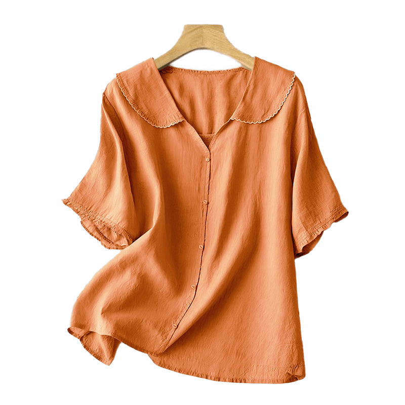 Tactile Cotton Middy Collar Grounding Meditation Women's Shirt