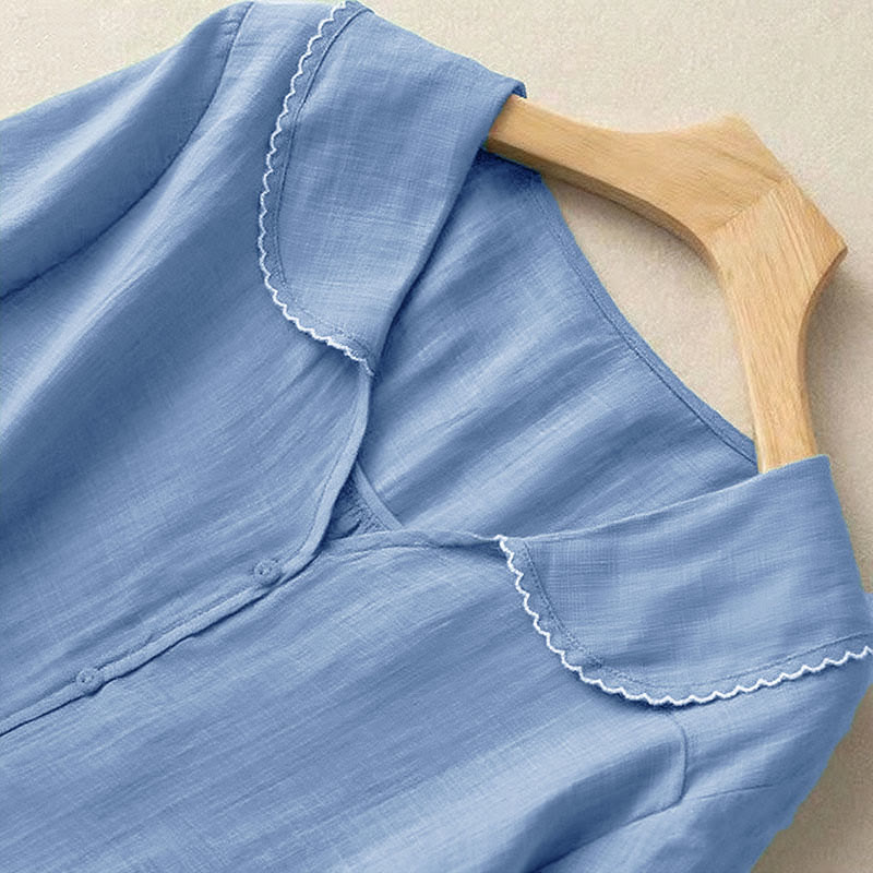 Tactile Cotton Middy Collar Grounding Meditation Women's Shirt