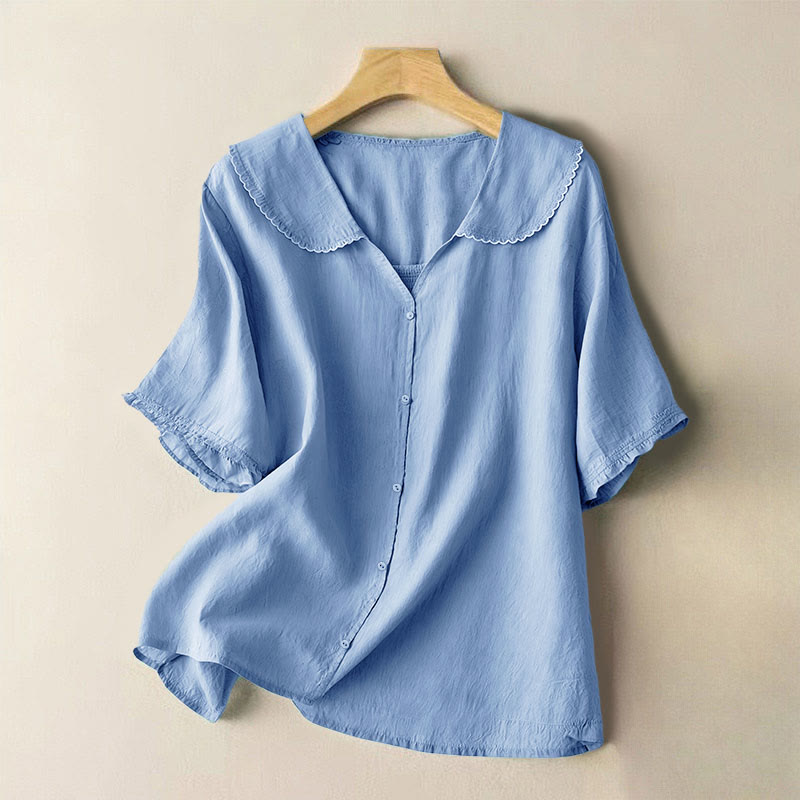 Tactile Cotton Middy Collar Grounding Meditation Women's Shirt