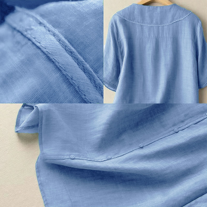Tactile Cotton Middy Collar Grounding Meditation Women's Shirt