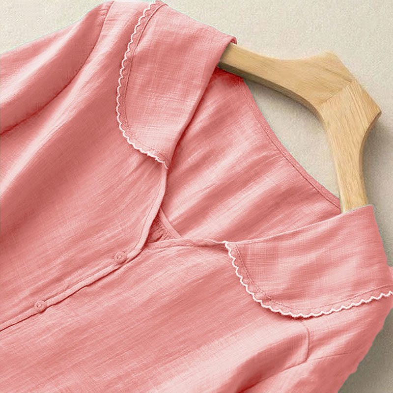 Tactile Cotton Middy Collar Grounding Meditation Women's Shirt