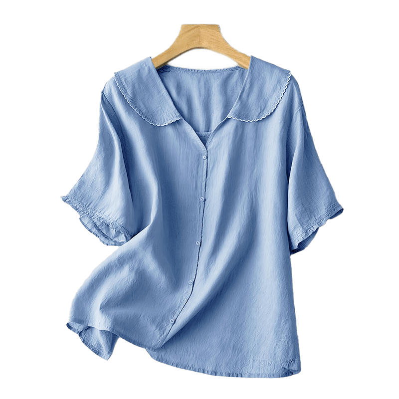 Tactile Cotton Middy Collar Grounding Meditation Women's Shirt