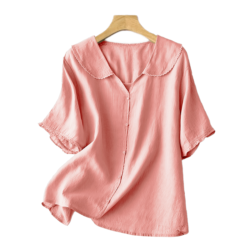 Tactile Cotton Middy Collar Grounding Meditation Women's Shirt
