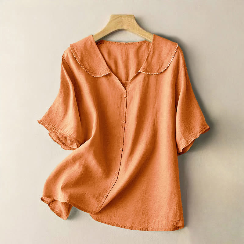Tactile Cotton Middy Collar Grounding Meditation Women's Shirt