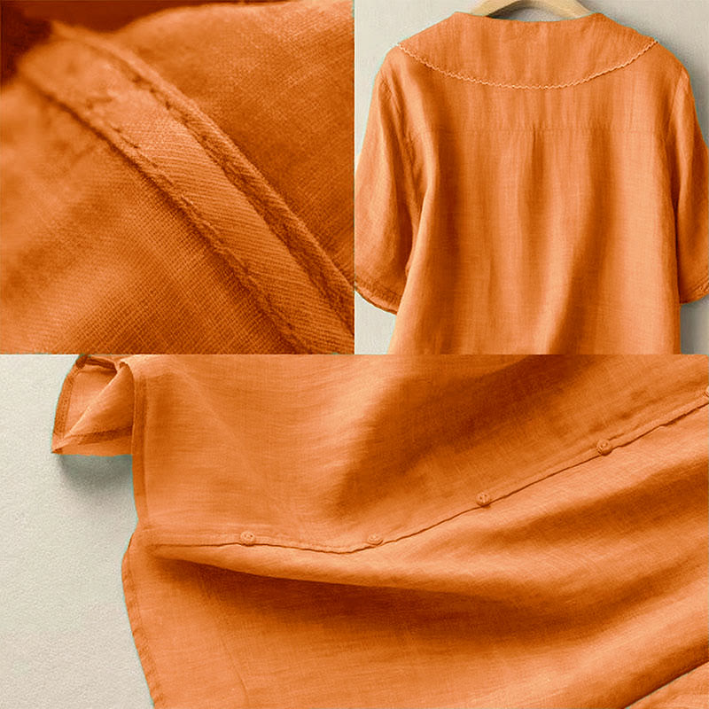 Tactile Cotton Middy Collar Grounding Meditation Women's Shirt