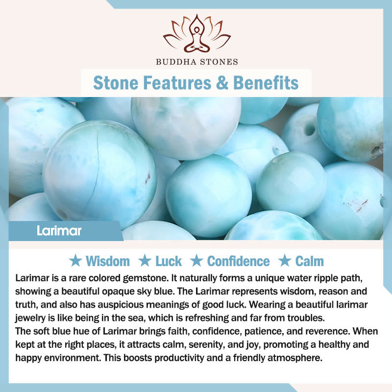 Natural Larimar Wisdom Beads Bracelet for Emotional Balance
