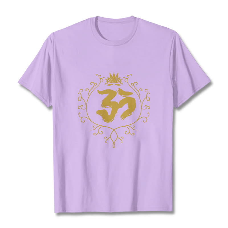 Soft Cotton Om Lotus Mindful Meditation Tee