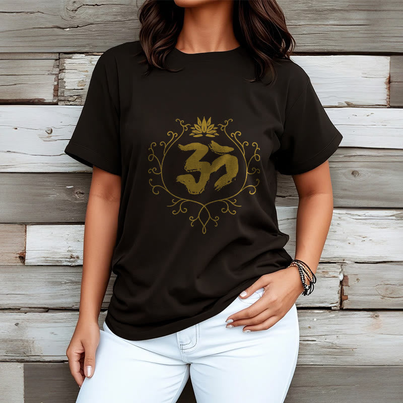Soft Cotton Om Lotus Mindful Meditation Tee