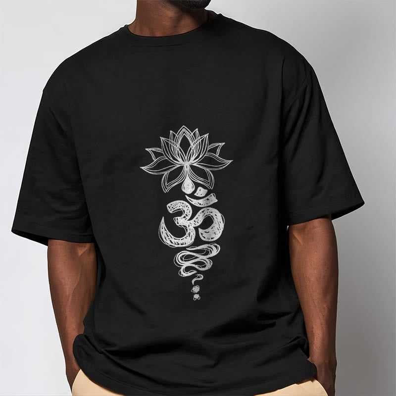 Tactile Cotton Unisex Om Lotus Meditation T-Shirt