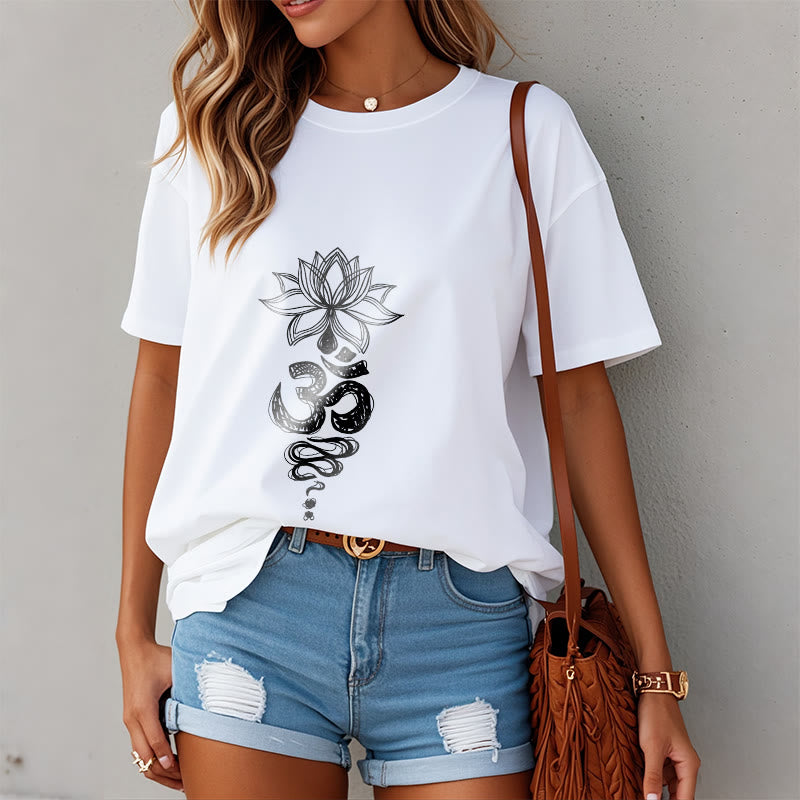 Tactile Cotton Unisex Om Lotus Meditation T-Shirt