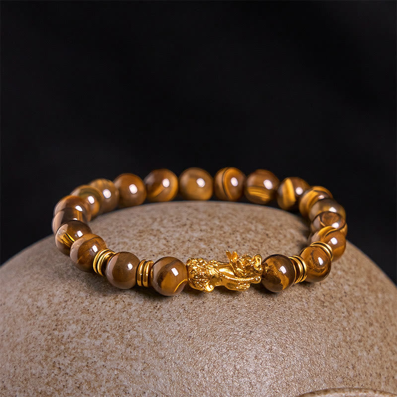 Various Color Tiger Eye Beads Spacer Beads Pixiu Wealth Courage Bracelet