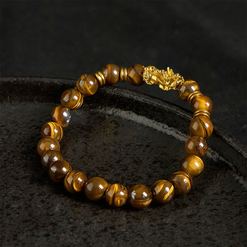 Various Color Tiger Eye Beads Spacer Beads Pixiu Wealth Courage Bracelet