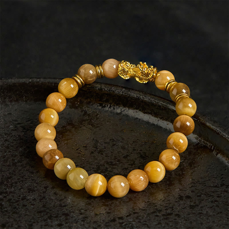 Various Color Tiger Eye Beads Spacer Beads Pixiu Wealth Courage Bracelet