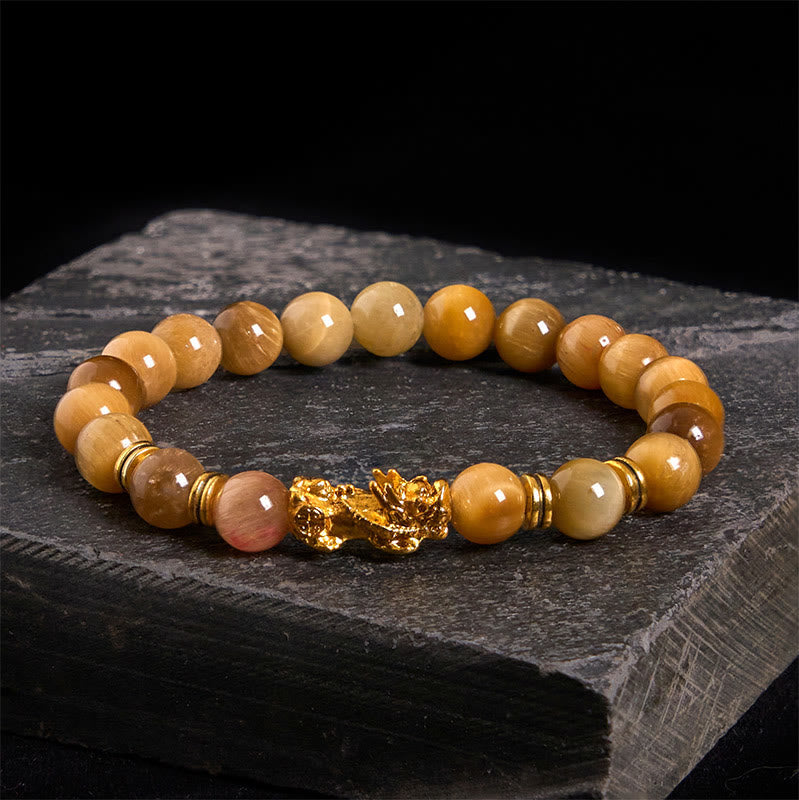 Various Color Tiger Eye Beads Spacer Beads Pixiu Wealth Courage Bracelet