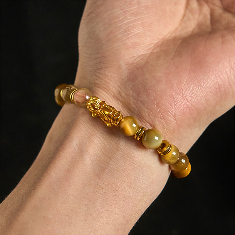 Various Color Tiger Eye Beads Spacer Beads Pixiu Wealth Courage Bracelet