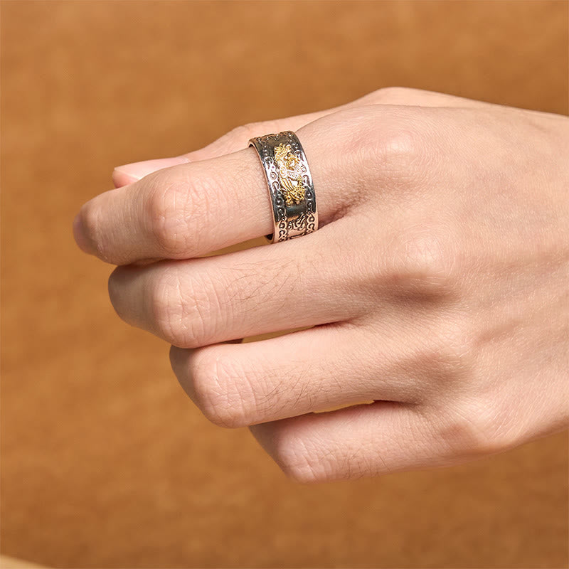 Dragon Pattern Heart Sutra Copper Strength Ring