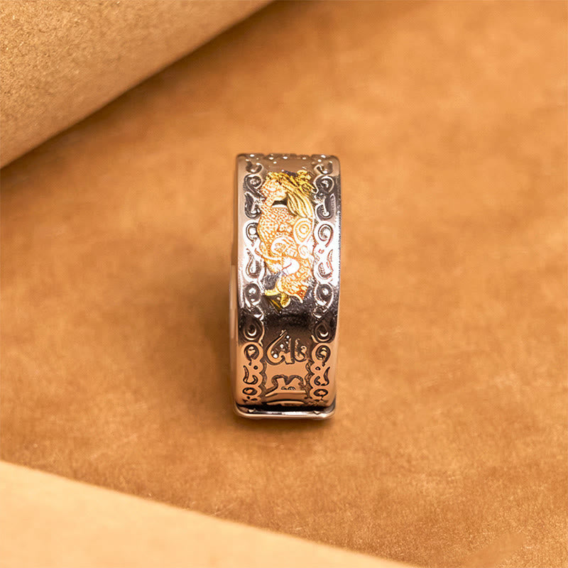 Dragon Pattern Heart Sutra Copper Strength Ring