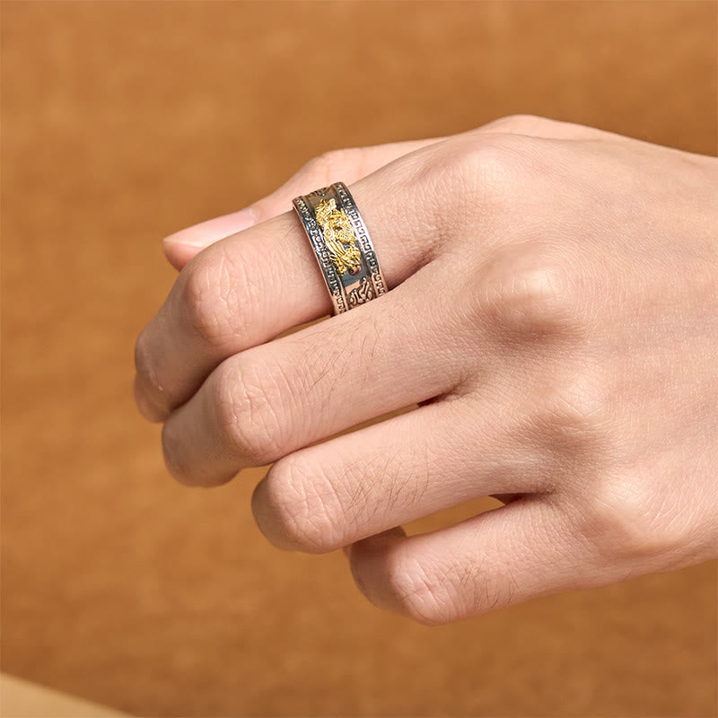 Dragon Pattern Heart Sutra Copper Strength Ring