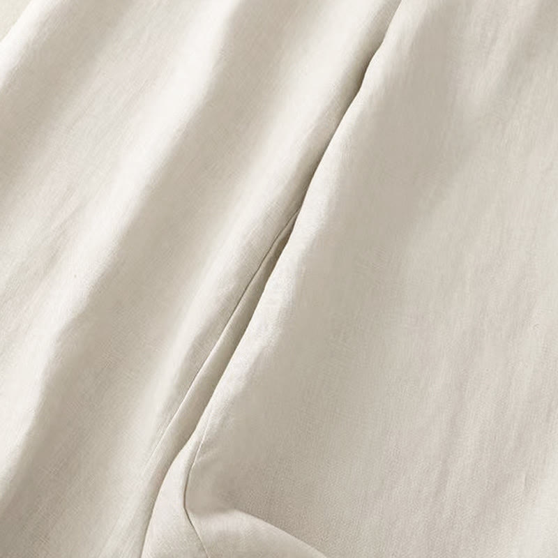 Casual Solid Color One Button Women's Capri Wide Leg Pants With Pockets