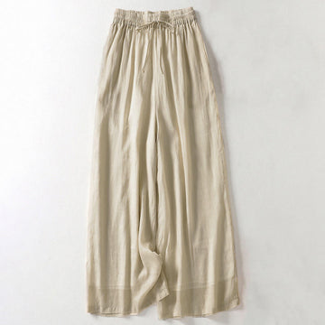 Solid Color Lace-up Women's Wide Leg Pants