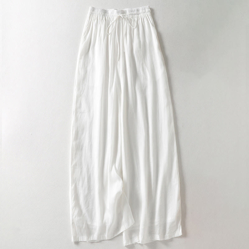 Solid Color Lace-up Women's Wide Leg Pants