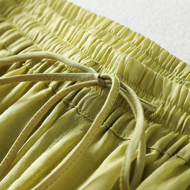 Solid Color Lace-up Women's Wide Leg Pants