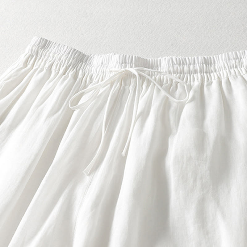 Solid Color Lace-up Women's Wide Leg Pants