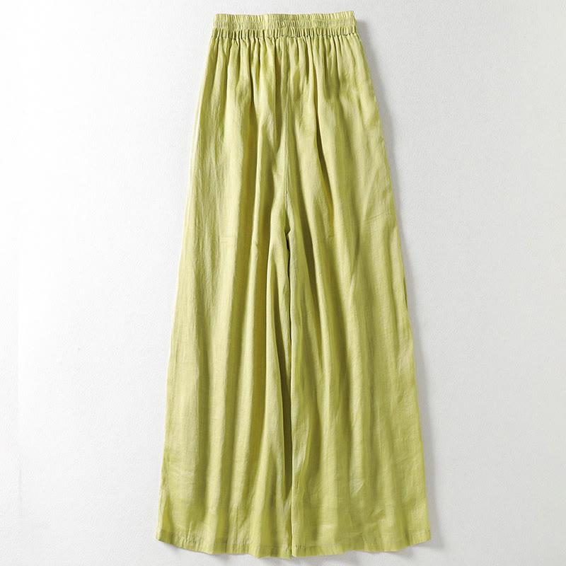 Solid Color Lace-up Women's Wide Leg Pants