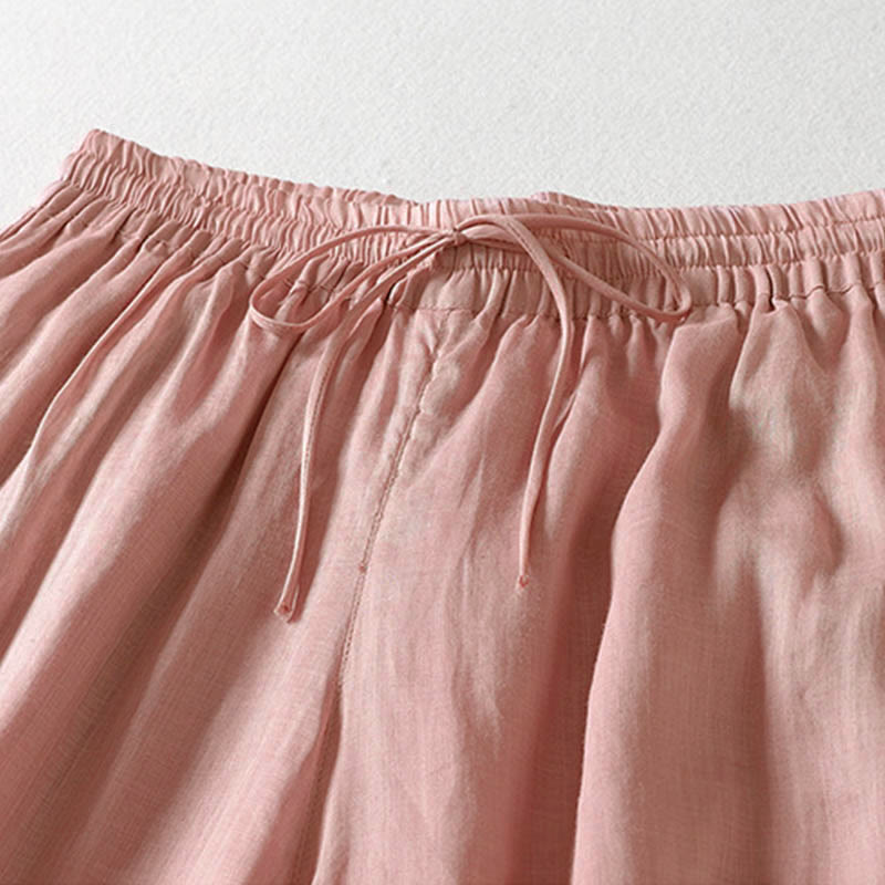 Solid Color Lace-up Women's Wide Leg Pants