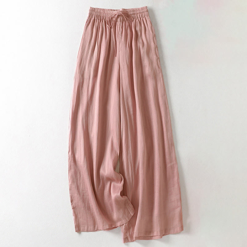 Solid Color Lace-up Women's Wide Leg Pants