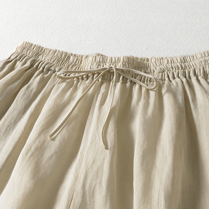 Solid Color Lace-up Women's Wide Leg Pants