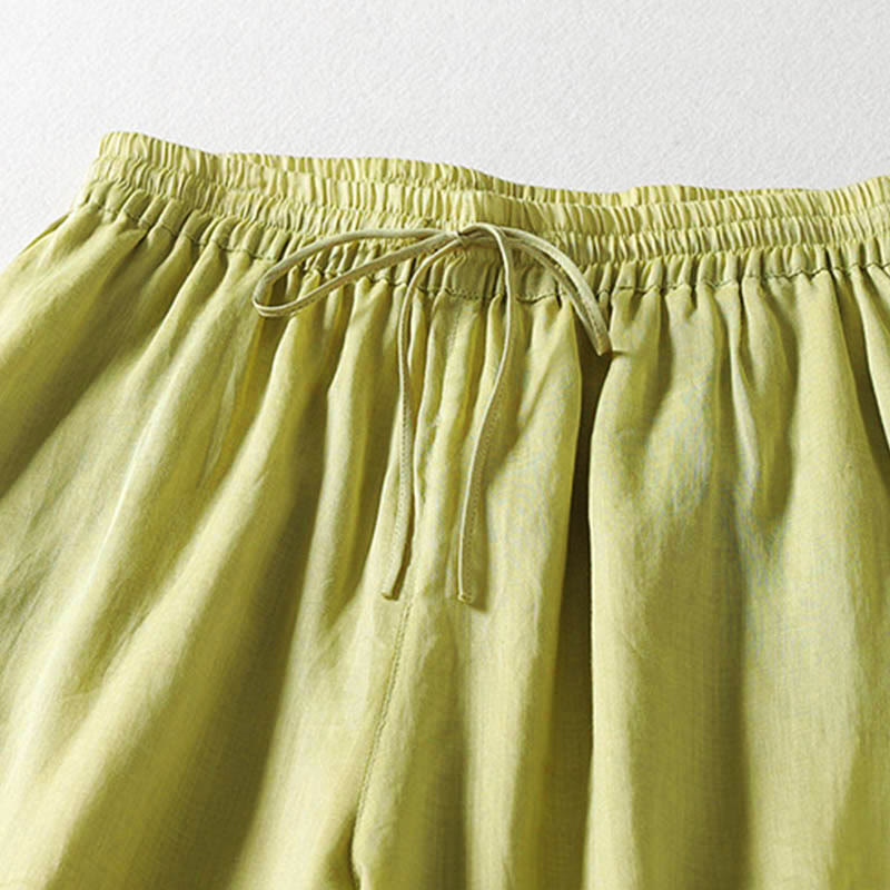 Solid Color Lace-up Women's Wide Leg Pants