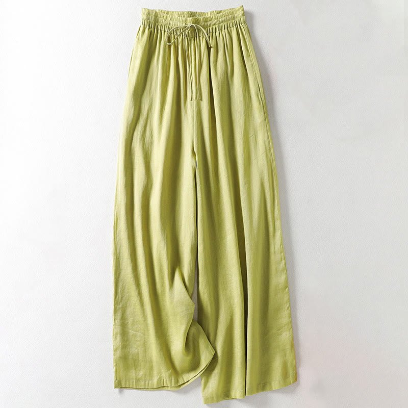 Solid Color Lace-up Women's Wide Leg Pants