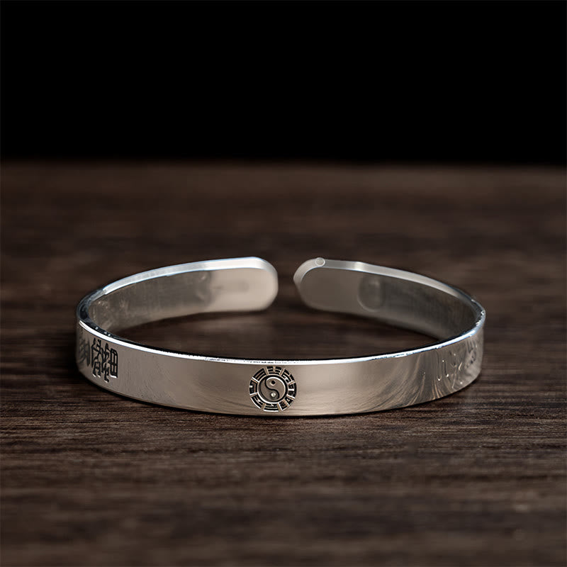 Bagua mantra Symbol Copper Plated Silver Wealth Bracelet Bangle