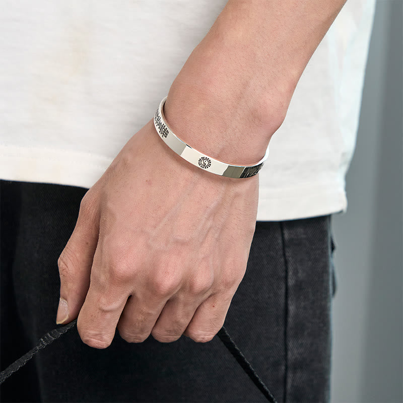 Bagua mantra Symbol Copper Plated Silver Wealth Bracelet Bangle