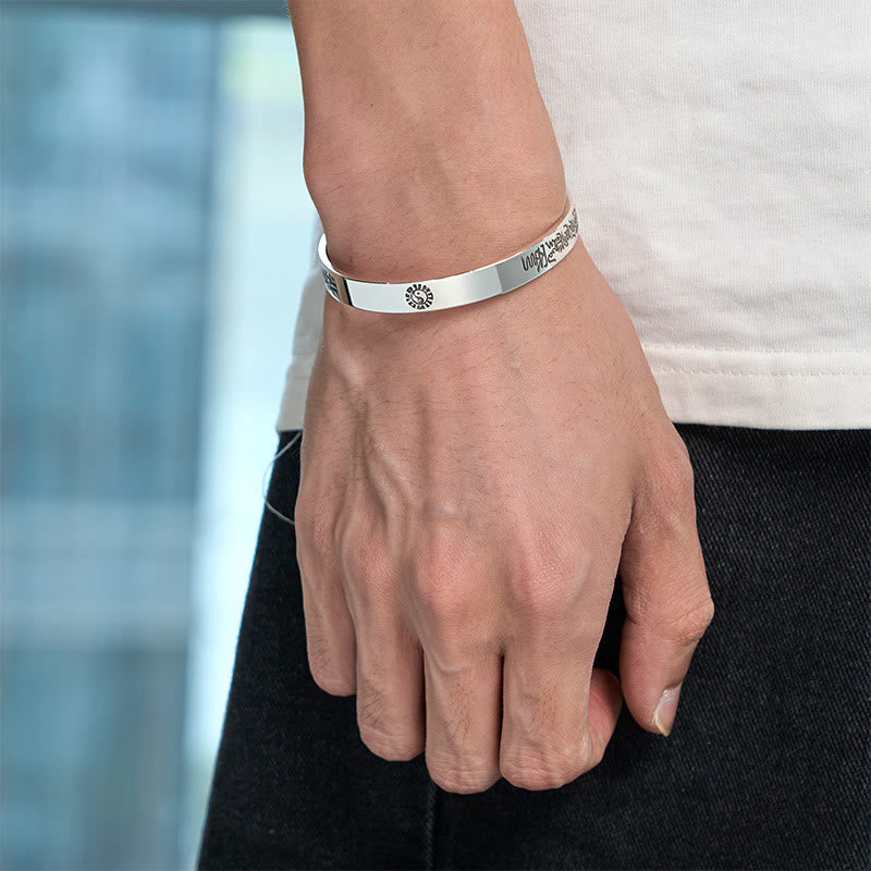 Bagua mantra Symbol Copper Plated Silver Wealth Bracelet Bangle