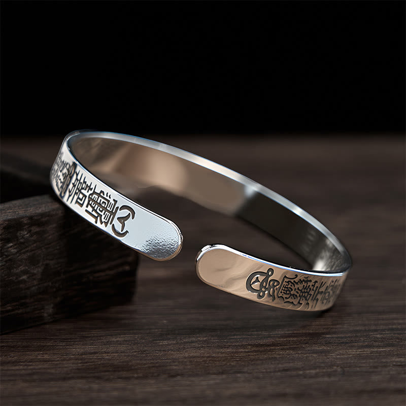 Bagua mantra Symbol Copper Plated Silver Wealth Bracelet Bangle