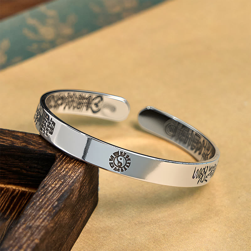 Bagua mantra Symbol Copper Plated Silver Wealth Bracelet Bangle