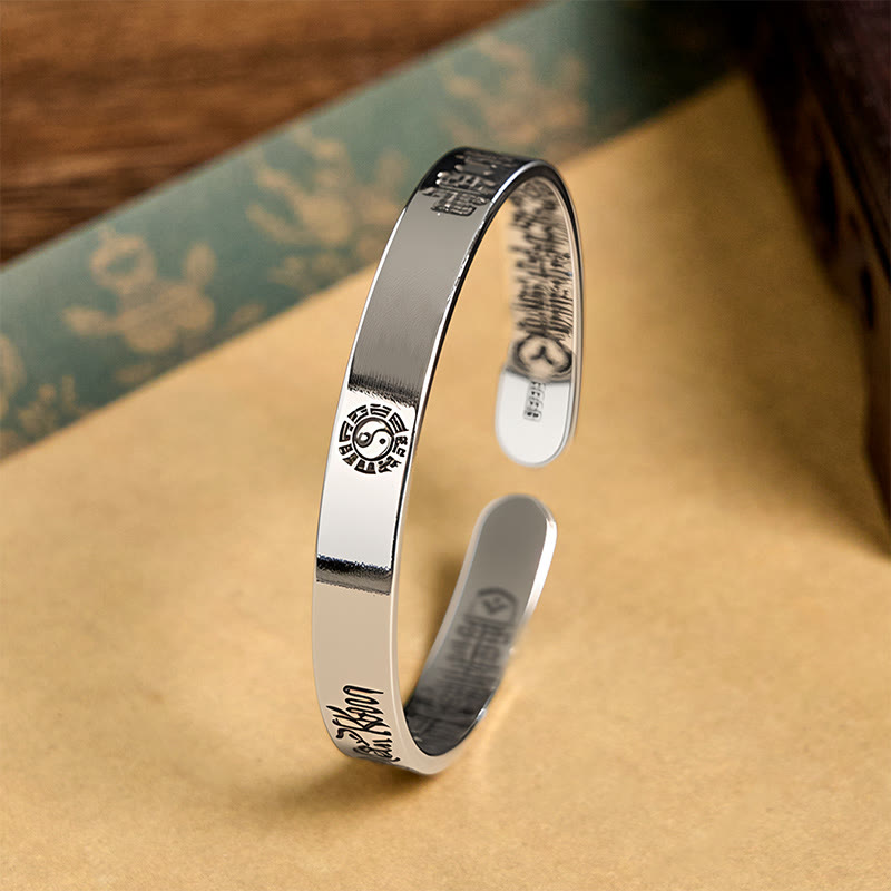 Bagua mantra Symbol Copper Plated Silver Wealth Bracelet Bangle
