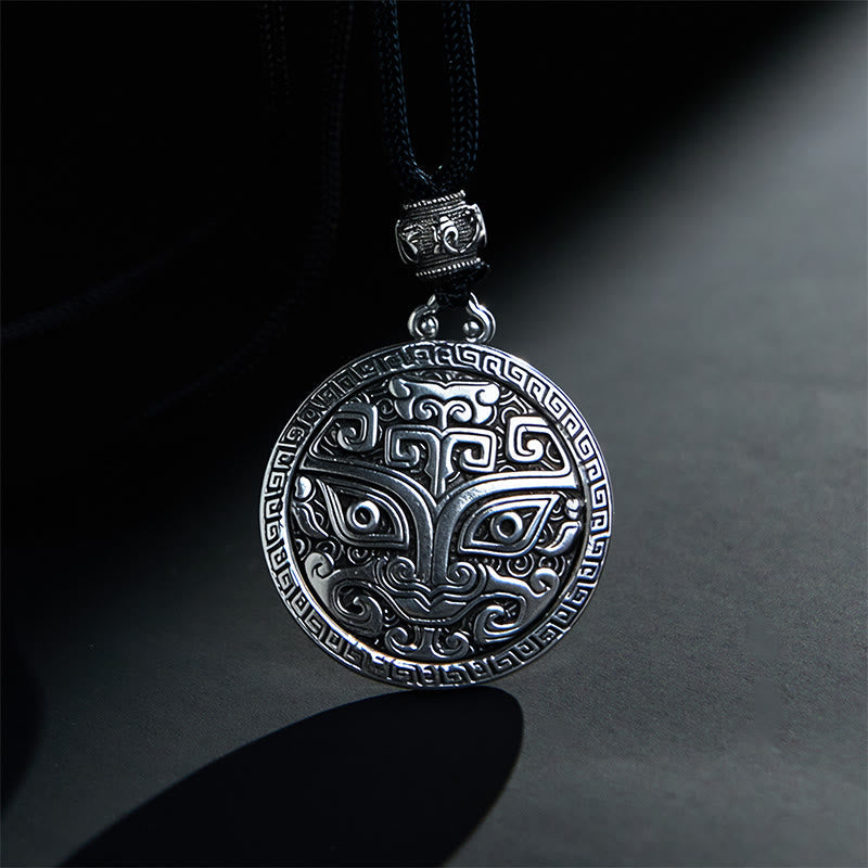 Taotie Om Mani Padme Hum Copper Plated Silver Wealth Necklace Pendant