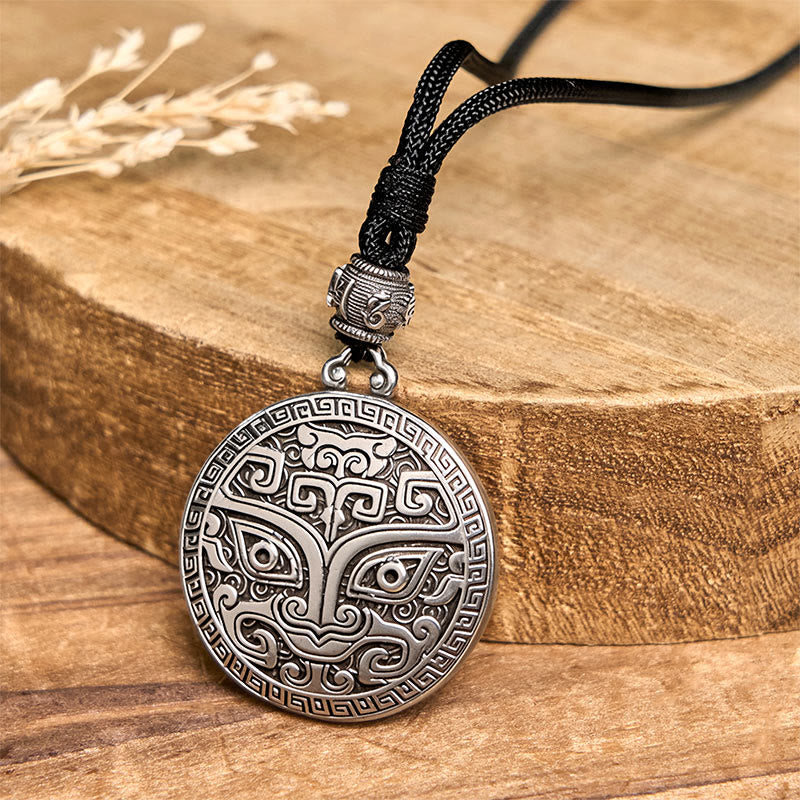 Taotie Om Mani Padme Hum Copper Plated Silver Wealth Necklace Pendant