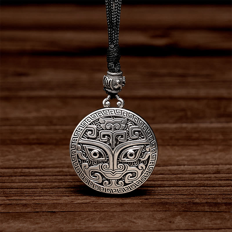 Taotie Om Mani Padme Hum Copper Plated Silver Wealth Necklace Pendant