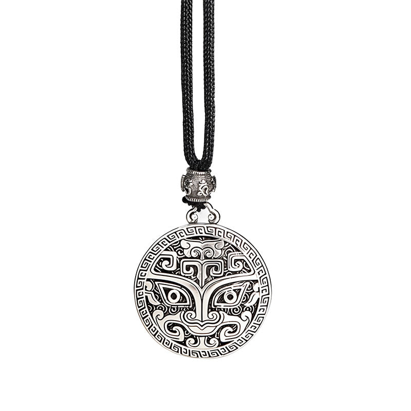 Taotie Om Mani Padme Hum Copper Plated Silver Wealth Necklace Pendant