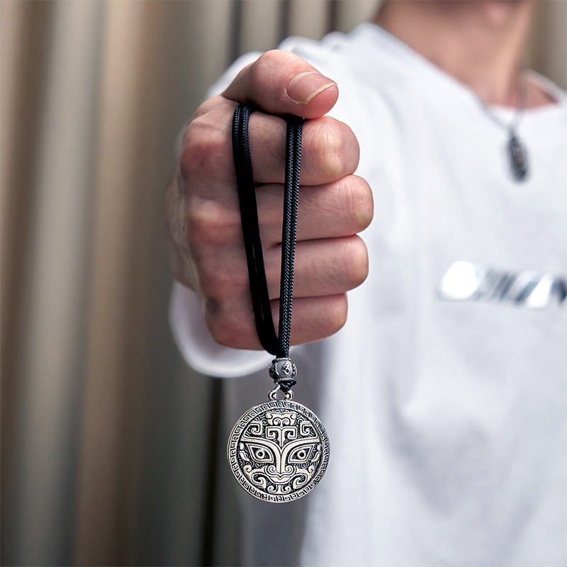 Taotie Om Mani Padme Hum Copper Plated Silver Wealth Necklace Pendant