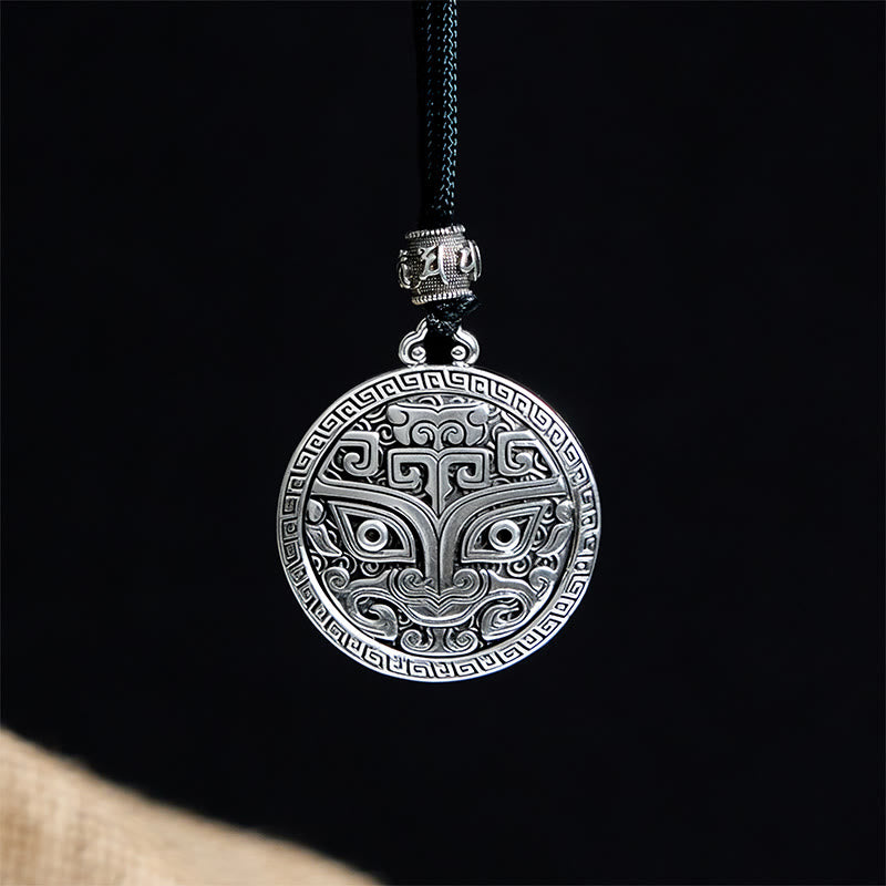 Taotie Om Mani Padme Hum Copper Plated Silver Wealth Necklace Pendant