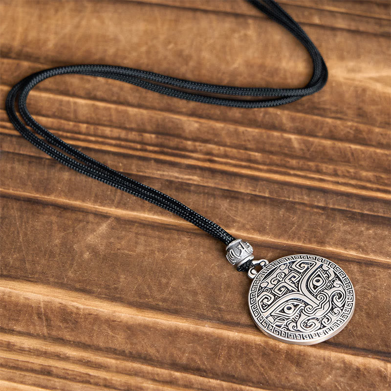 Taotie Om Mani Padme Hum Copper Plated Silver Wealth Necklace Pendant