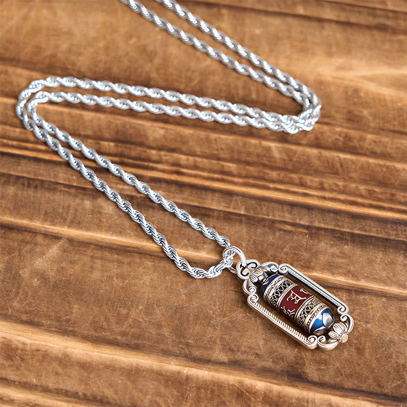 Vintage Om Mani Padme Hum Prayer Wheel Copper Luck Pendant