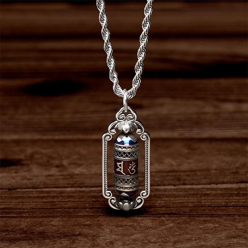 Vintage Om Mani Padme Hum Prayer Wheel Copper Luck Pendant