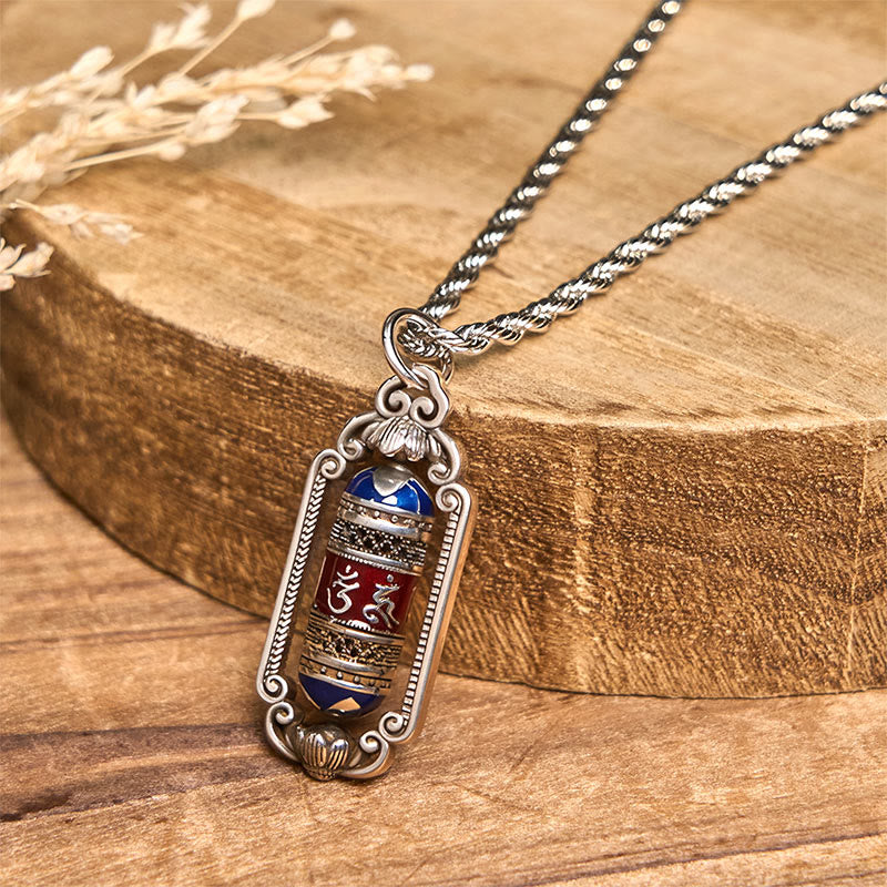 Vintage Om Mani Padme Hum Prayer Wheel Copper Luck Pendant