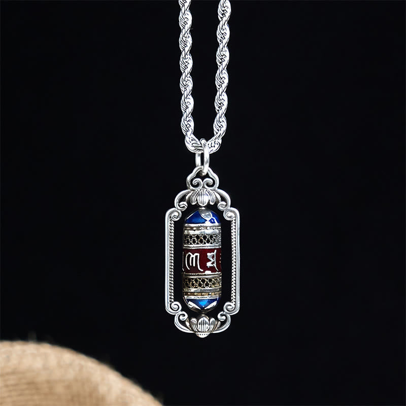 Vintage Om Mani Padme Hum Prayer Wheel Copper Luck Pendant